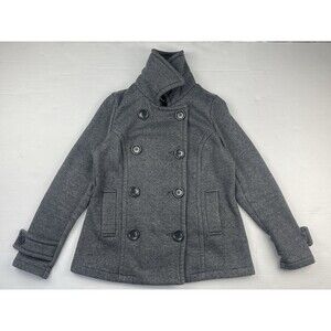 Love Culture Women’s Medium Button-Up Gray Peacoat